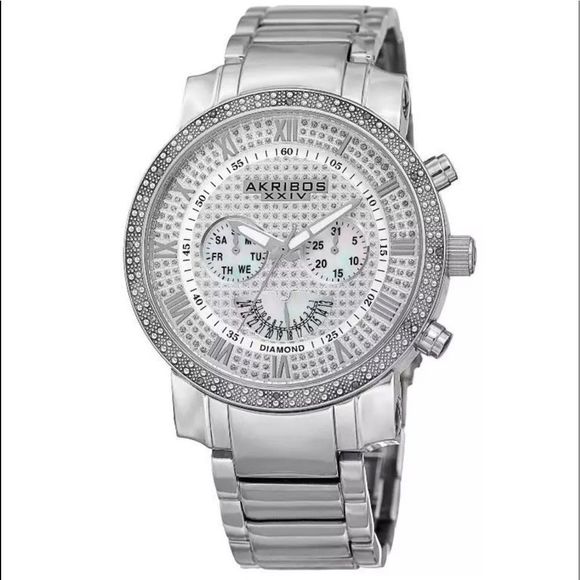 Men’s stainless steel diamond watch